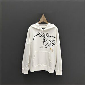 NWT Palm Angels Scribble Letters Printed Hoodie Cream